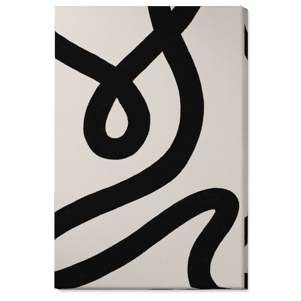 Tangled Brush Strokes V Wall Art, No Frame, Single piece, Canvas, 24x36, Beige, Black