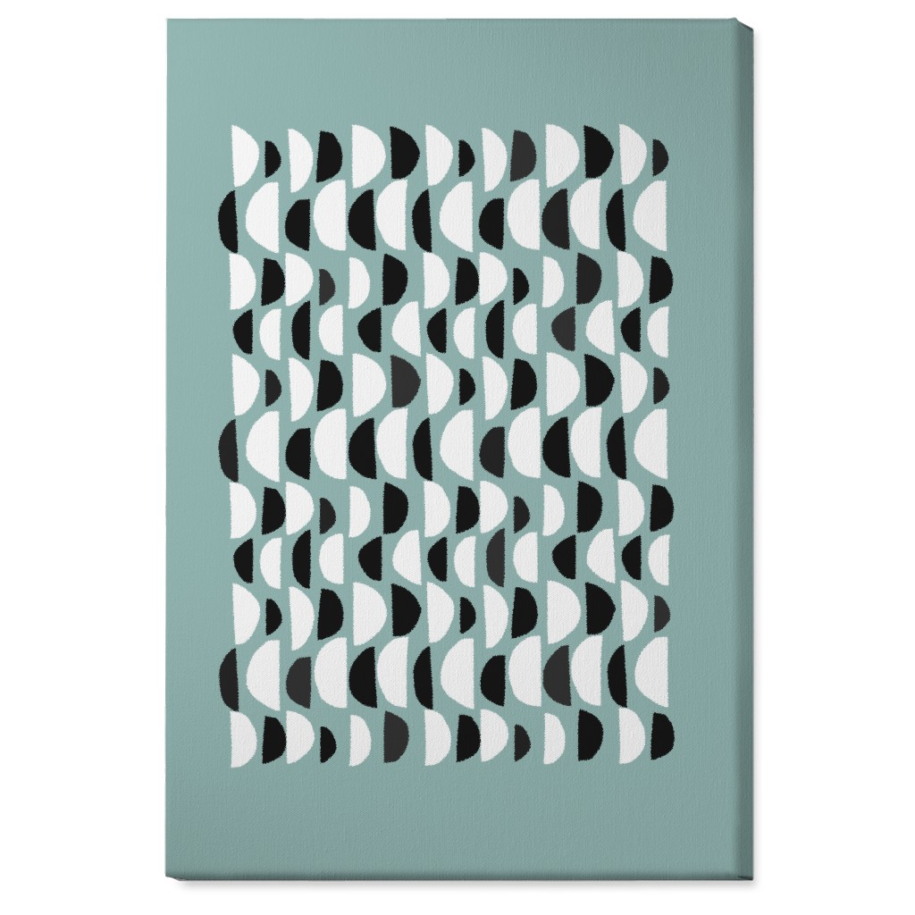 Abstract Scandi Half Moons - Green Wall Art, No Frame, Single piece, Canvas, 24x36, Green