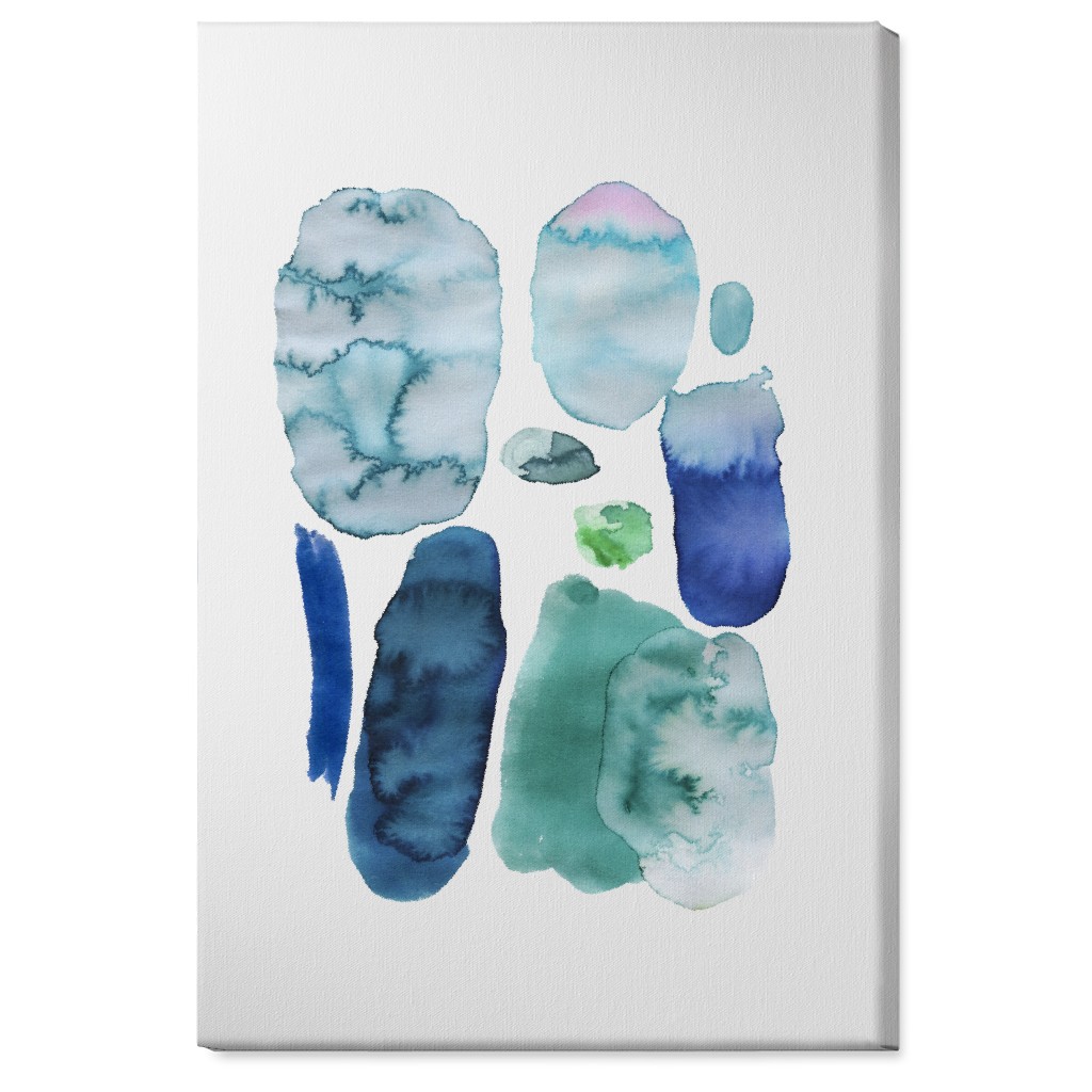 Watercolor Abstract Scandi - Blue and Green Wall Art, No Frame, Single piece, Canvas, 24x36, Blue