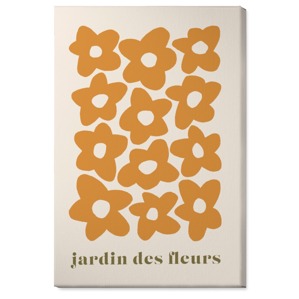 Botanical Graphic Retro Flower Garden Wall Art, No Frame, Single piece, Canvas, 24x36, Orange, Champagne