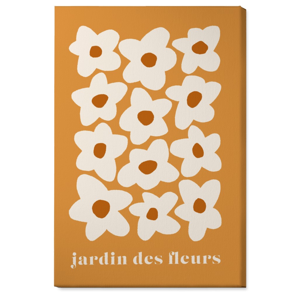 Botanical Graphic Retro Flower Garden Wall Art, No Frame, Single piece, Canvas, 24x36, Orange, Amber