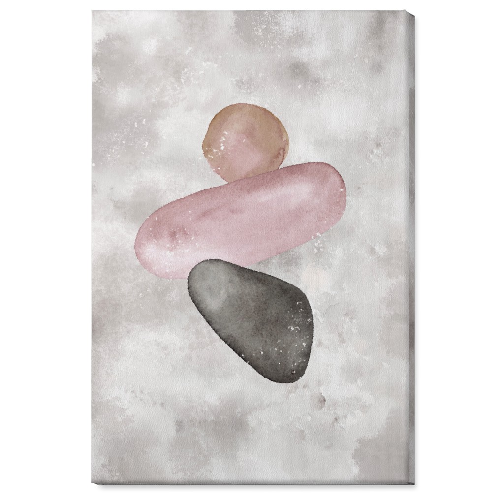 Three Stones Wall Art, No Frame, Single piece, Canvas, 24x36, Gray, Blush