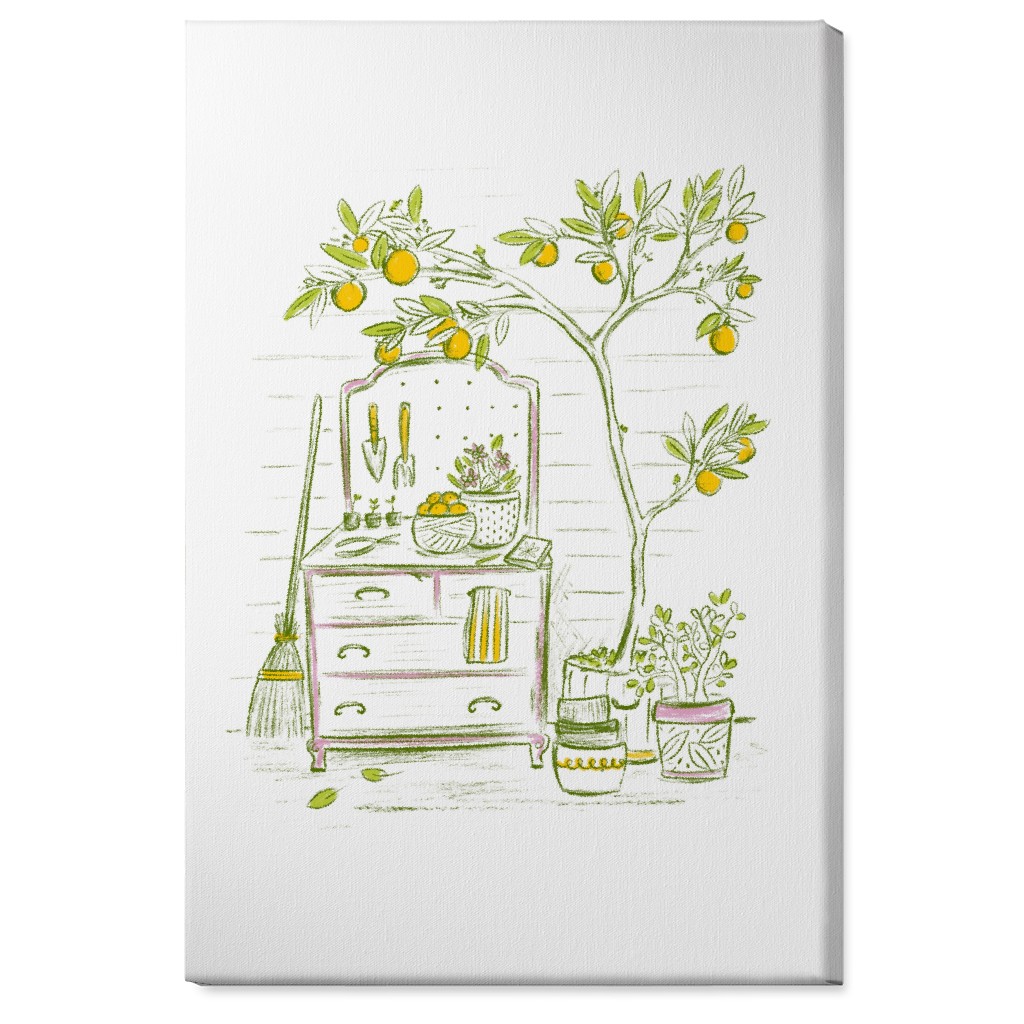 Lemon Tree - Yellow on White Wall Art, No Frame, Single piece, Canvas, 24x36, Yellow, Classic Yellow