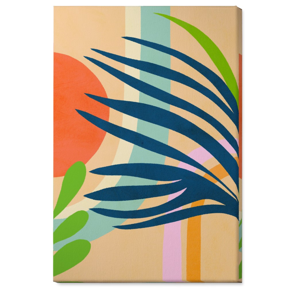 Palm, Sun and Rainbow Tropical Botanicals - Multi Wall Art, No Frame, Single piece, Canvas, 24x36, Multicolor