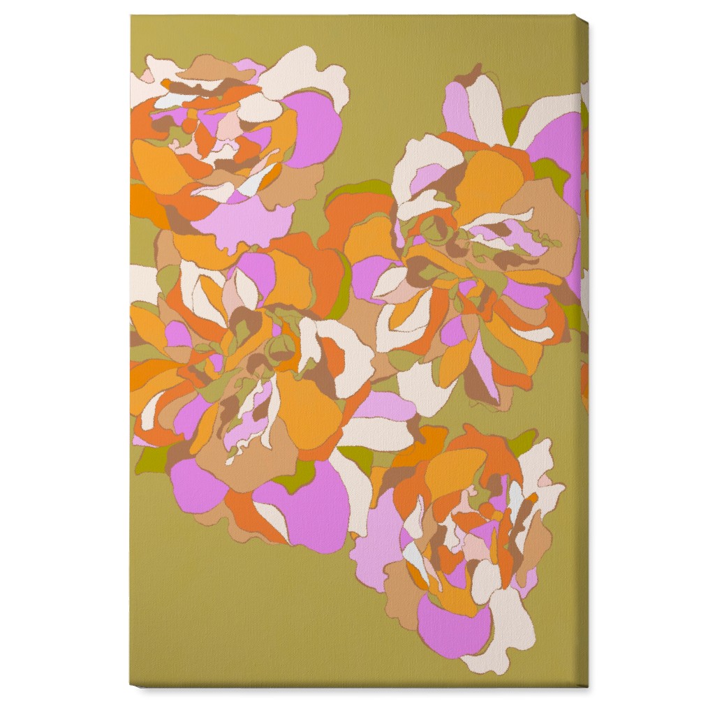 Maxi Boho Peonies Wall Art, No Frame, Single piece, Canvas, 24x36, Orange