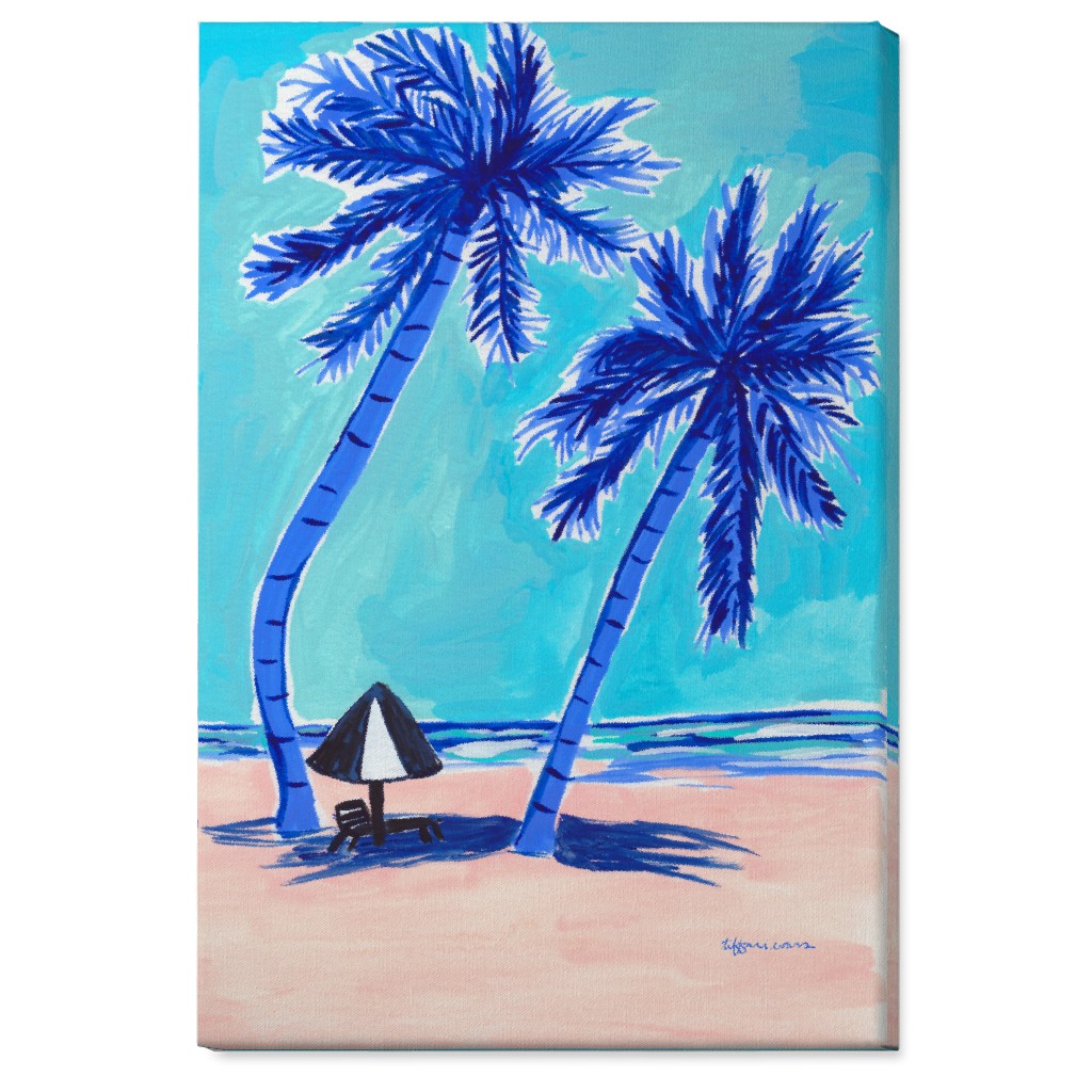 Beach Side - Blue and Beige Wall Art, No Frame, Single piece, Canvas, 24x36, Blue, True Blue