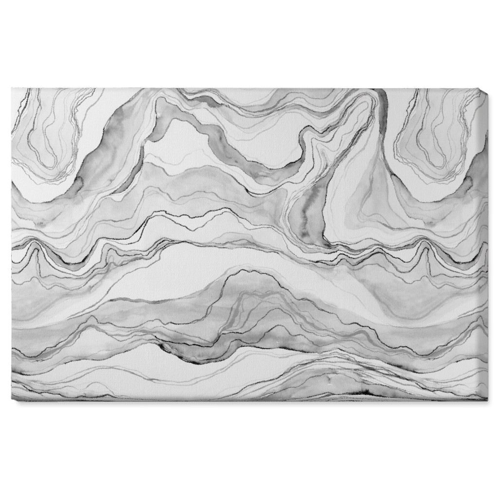 Watercolor Marble Wall Art, No Frame, Single piece, Canvas, 24x36, Gray, Silver Lining