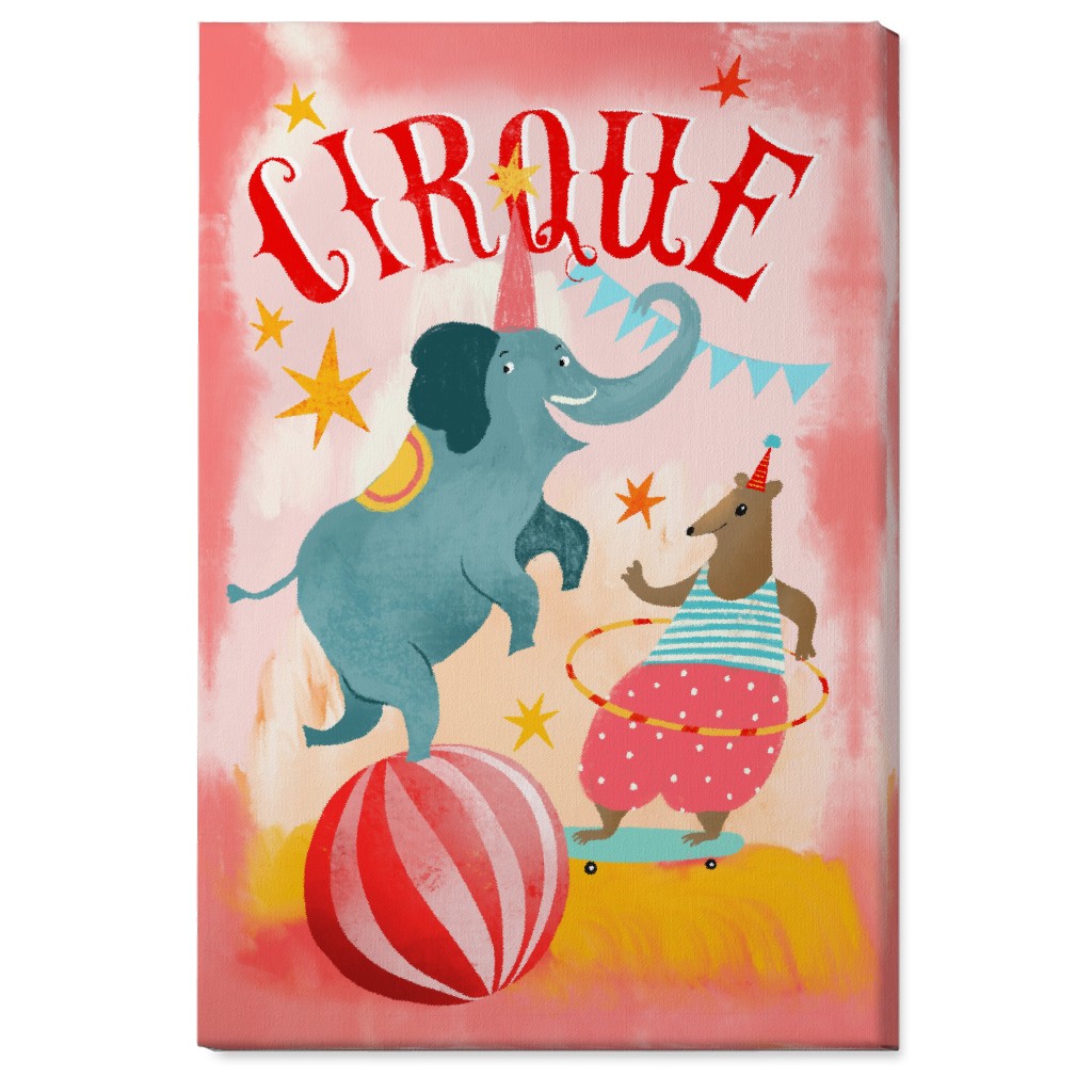 Magic Circus - Blue & Pink Wall Art, No Frame, Single piece, Canvas, 24x36, Multicolor