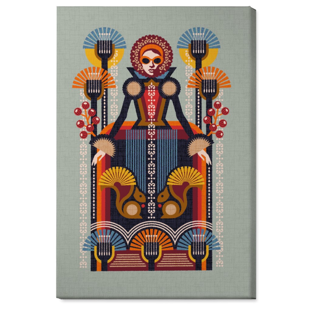 Folk Art Lady - Multi Wall Art, No Frame, Single piece, Canvas, 24x36, Multicolor