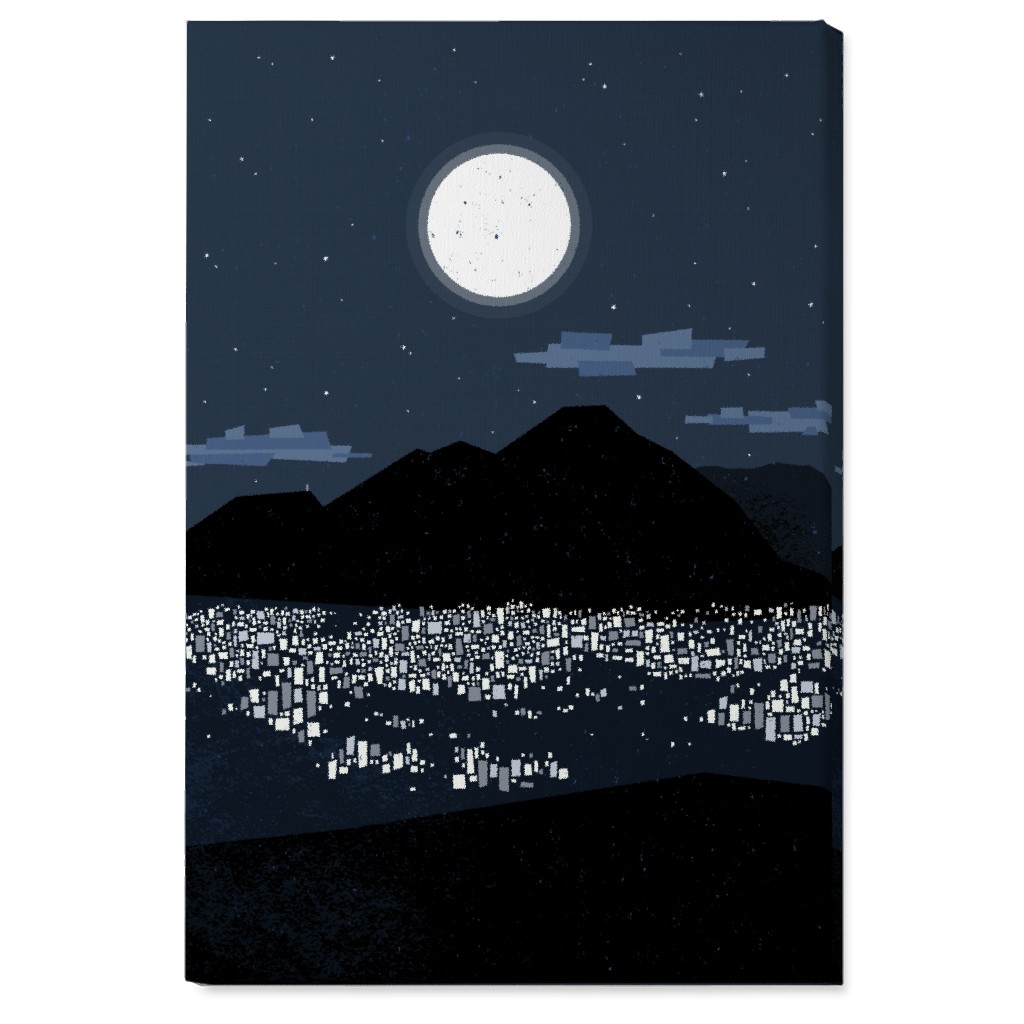 Caracas At Night - Navy Wall Art, No Frame, Single piece, Canvas, 24x36, Blue