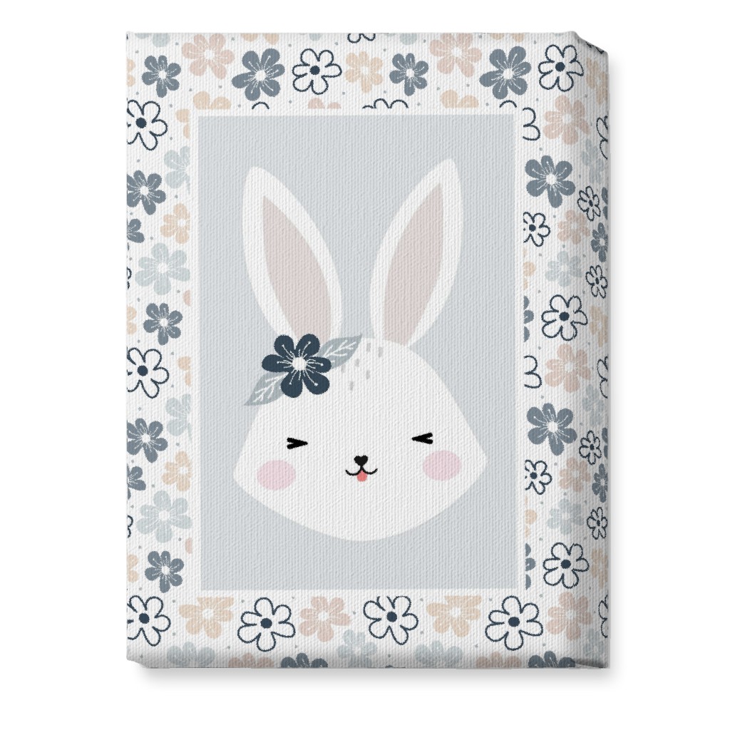 Spring Baby Girl Bunny - Neutral Soft Palette Wall Art, No Frame, Single piece, Canvas, 10x14, Blue