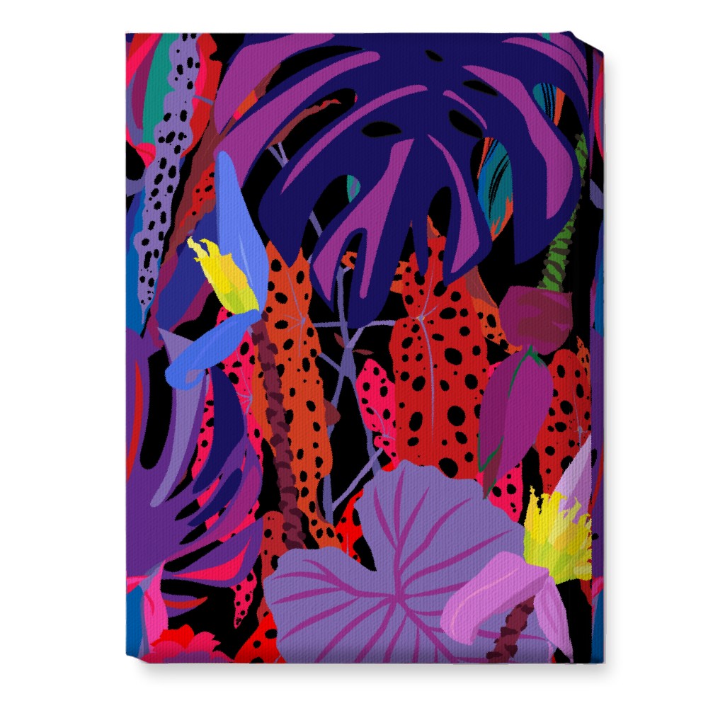 Neon Night Tropical Garden - Purple Wall Art, No Frame, Single piece, Canvas, 10x14, Purple, Purple