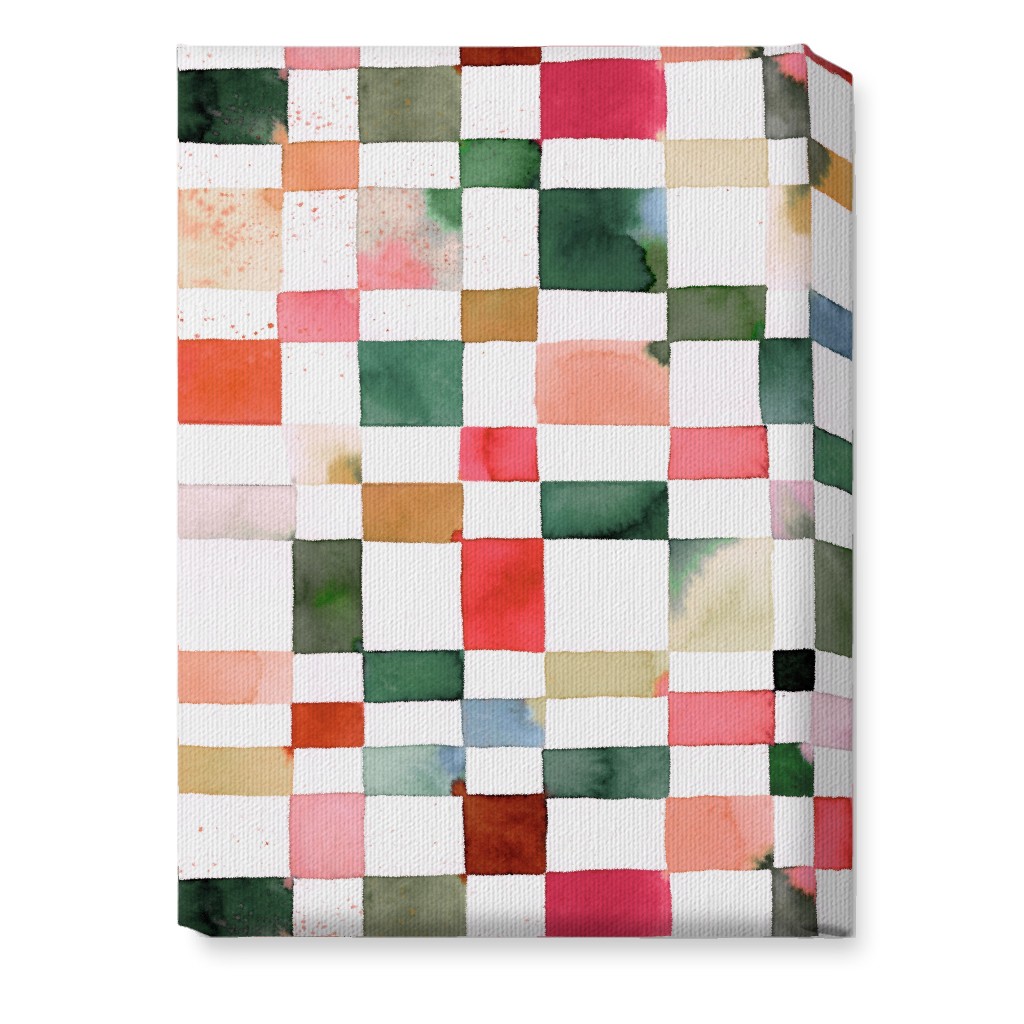 Watercolor Checker - Multi Wall Art, No Frame, Single piece, Canvas, 10x14, Multicolor
