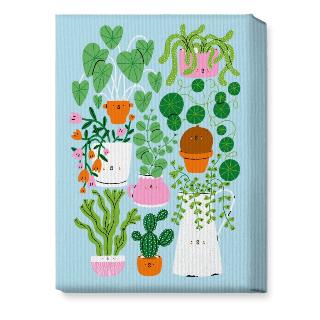 Plants Are Friends - Muti on Blue Wall Art, No Frame, Single piece, Canvas, 10x14, Multicolor