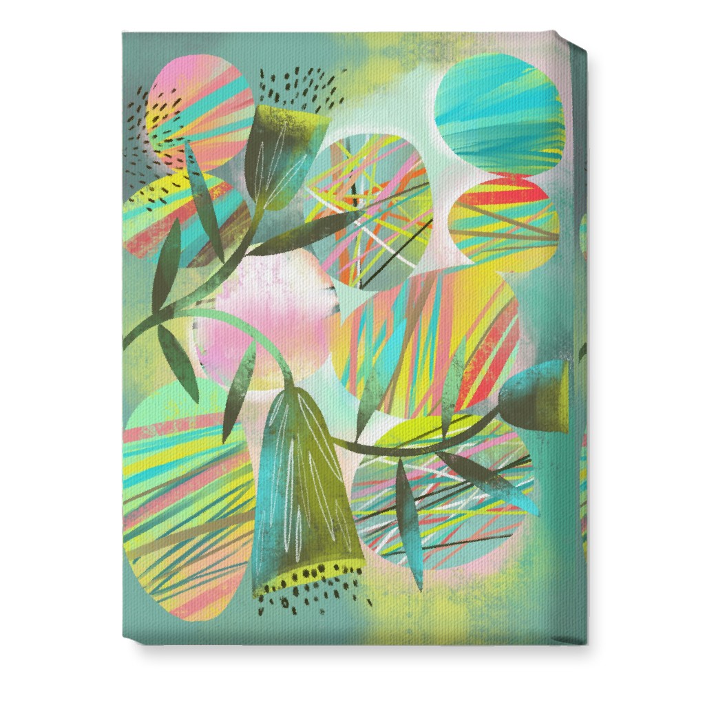 Botanical Abstract Playground - Multi Wall Art, No Frame, Single piece, Canvas, 10x14, Green