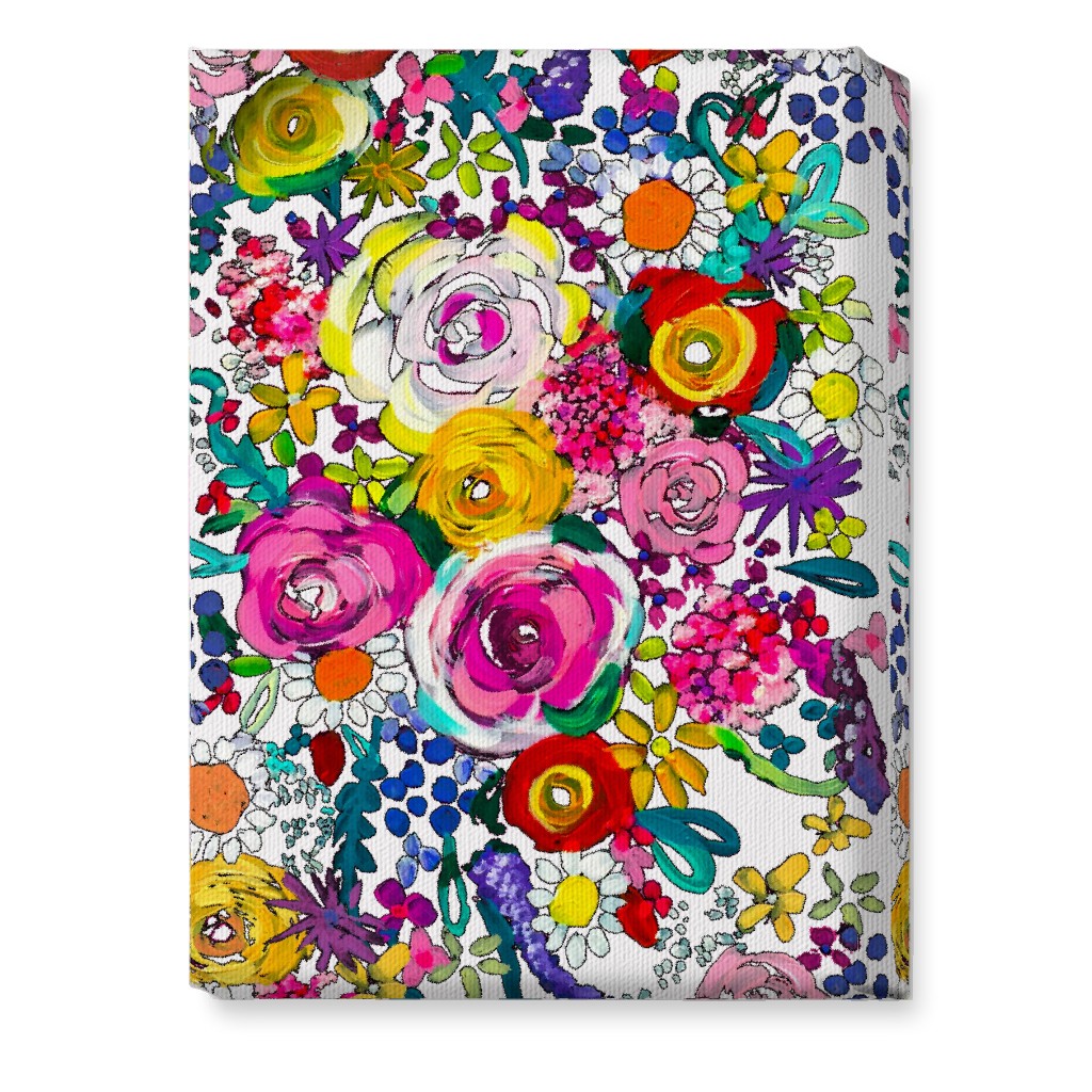 Les Fleurs Floral Painting Wall Art, No Frame, Single piece, Canvas, 10x14, Multicolor, Magenta
