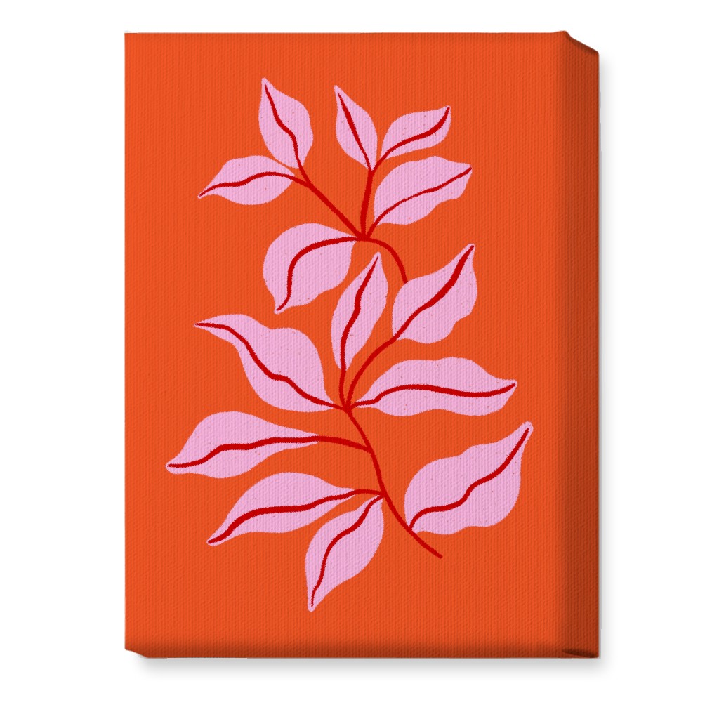 Leaf Dance - Red and Pink Wall Art, No Frame, Single piece, Canvas, 10x14, Red
