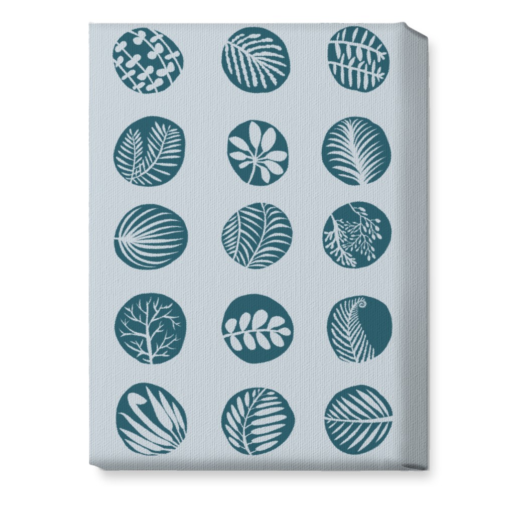 15 Round Leaves - Blue Wall Art, No Frame, Single piece, Canvas, 10x14, Blue, True Blue