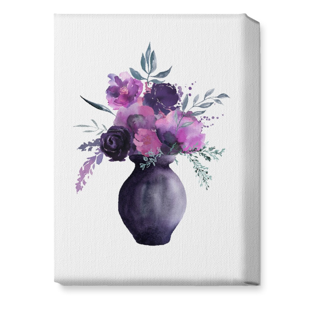 Flowers in a Vase Wall Art, No Frame, Single piece, Canvas, 10x14, Purple