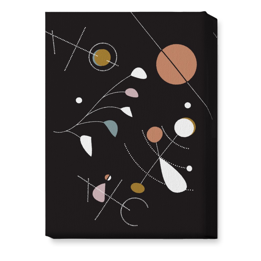 Mod Abstract Costmic Shapes - Multi on Black Wall Art, No Frame, Single piece, Canvas, 10x14, Multicolor