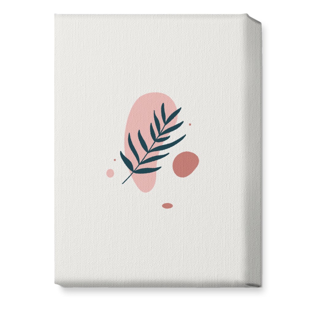 Shapes and Fern Leaf V Wall Art, No Frame, Single piece, Canvas, 10x14, Pink