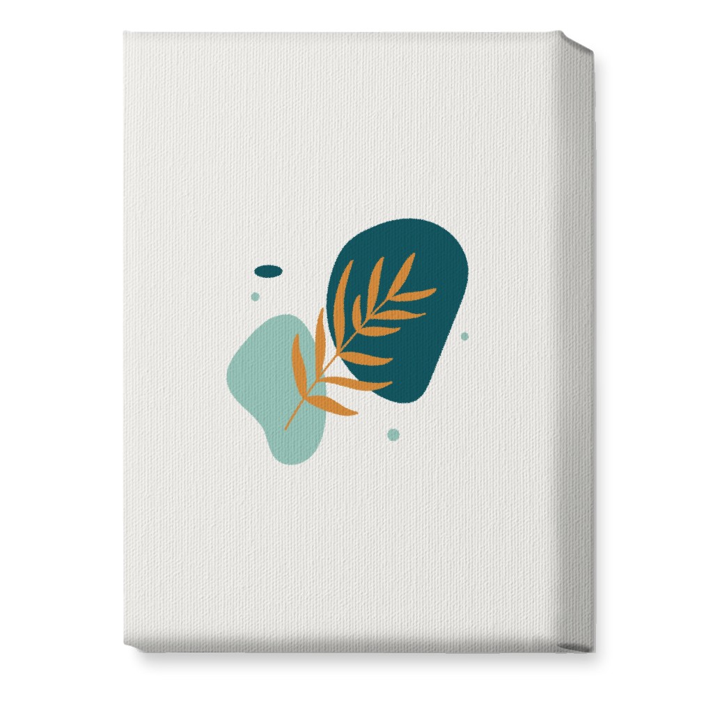 Shapes and Fern Leaf Wall Art, No Frame, Single piece, Canvas, 10x14, Green
