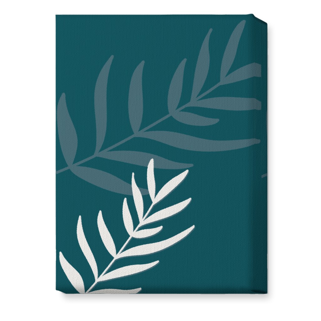 Fern Leaves in Neutral Earth Tones Wall Art, No Frame, Single piece, Canvas, 10x14, Blue