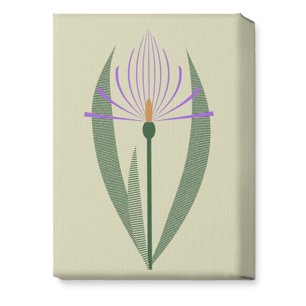 Abstract Lily Flower - Purple on Beige Wall Art, No Frame, Single piece, Canvas, 10x14, Purple