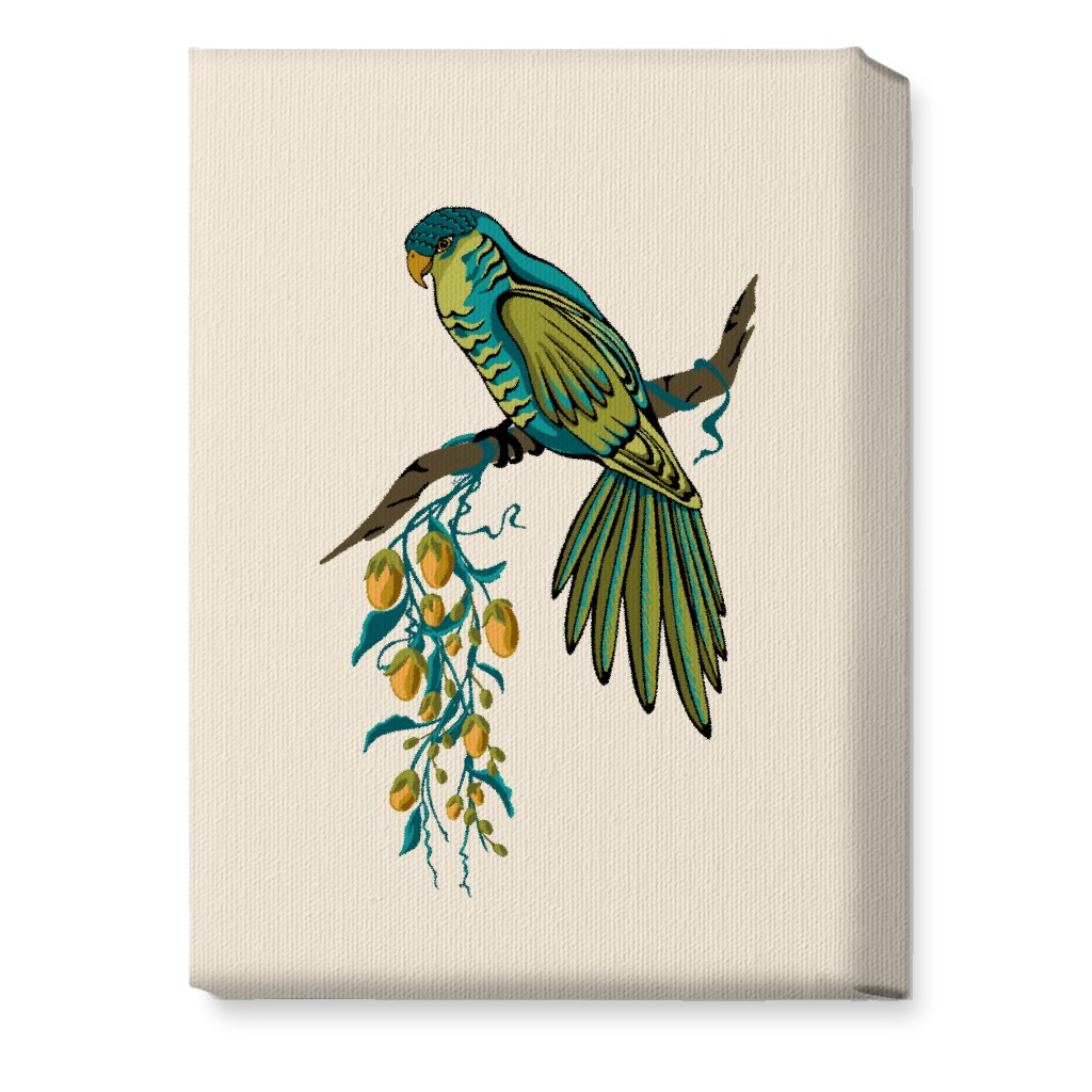 Bird Perched on Branch - Multi Wall Art, No Frame, Single piece, Canvas, 10x14, Beige, Pearl