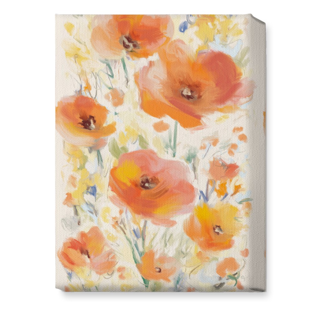 Field of Flowers - Orange Wall Art, No Frame, Single piece, Canvas, 10x14, Orange, Orange
