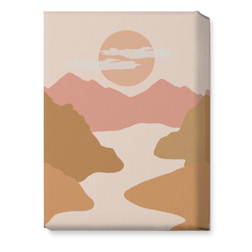 Abstract Valley Landscape - Neutral Wall Art, No Frame, Single piece, Canvas, 10x14, Orange
