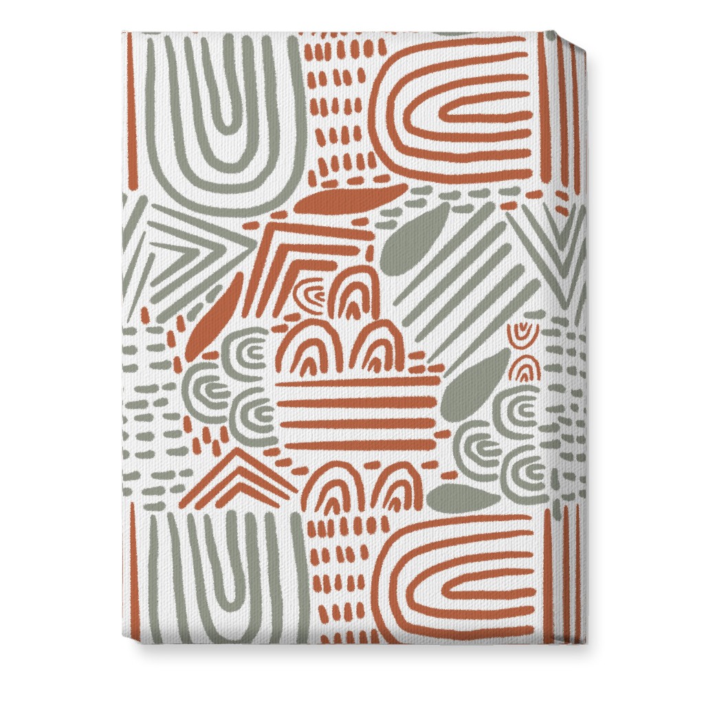 Modern Boho Abstract Shapes - Gray and Terracotta Wall Art, No Frame, Single piece, Canvas, 10x14, Orange, Orange