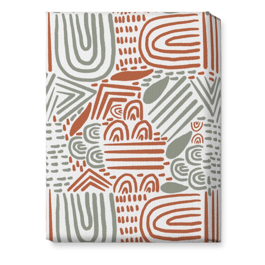 Modern Boho Abstract Shapes - Gray and Terracotta Wall Art, No Frame, Single piece, Canvas, 10x14, Orange