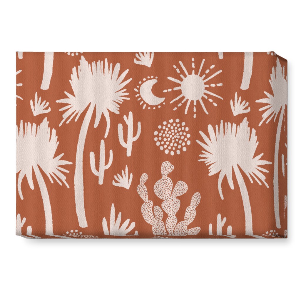 Boho Cactus and Palm Trees - Terracotta Wall Art, No Frame, Single piece, Canvas, 10x14, Orange