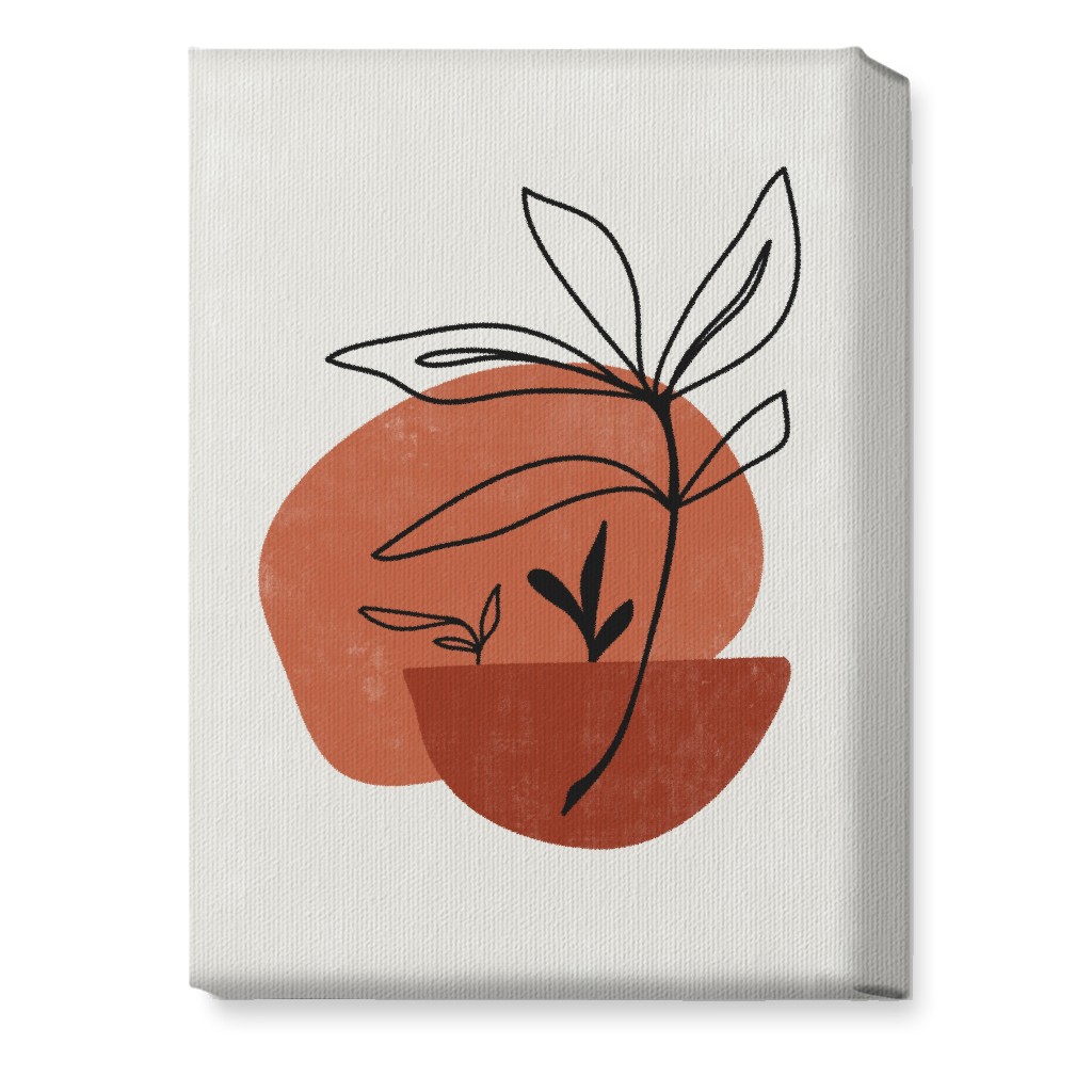 Abstract Leaf Sketch - Terracotta and Ivory Wall Art, No Frame, Single piece, Canvas, 10x14, Brown, Brown