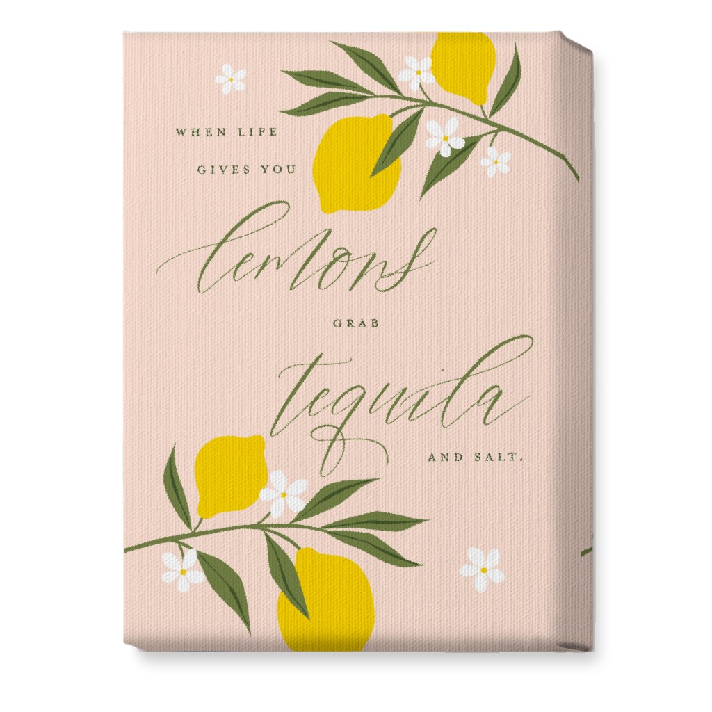 Life Lemons - Pink and Yellow Wall Art, No Frame, Single piece, Canvas, 10x14, Pink, Bright Pink