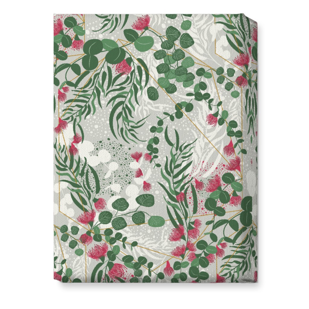 Eucalyptus - Green on Beige Wall Art, No Frame, Single piece, Canvas, 10x14, Green, Classic Green