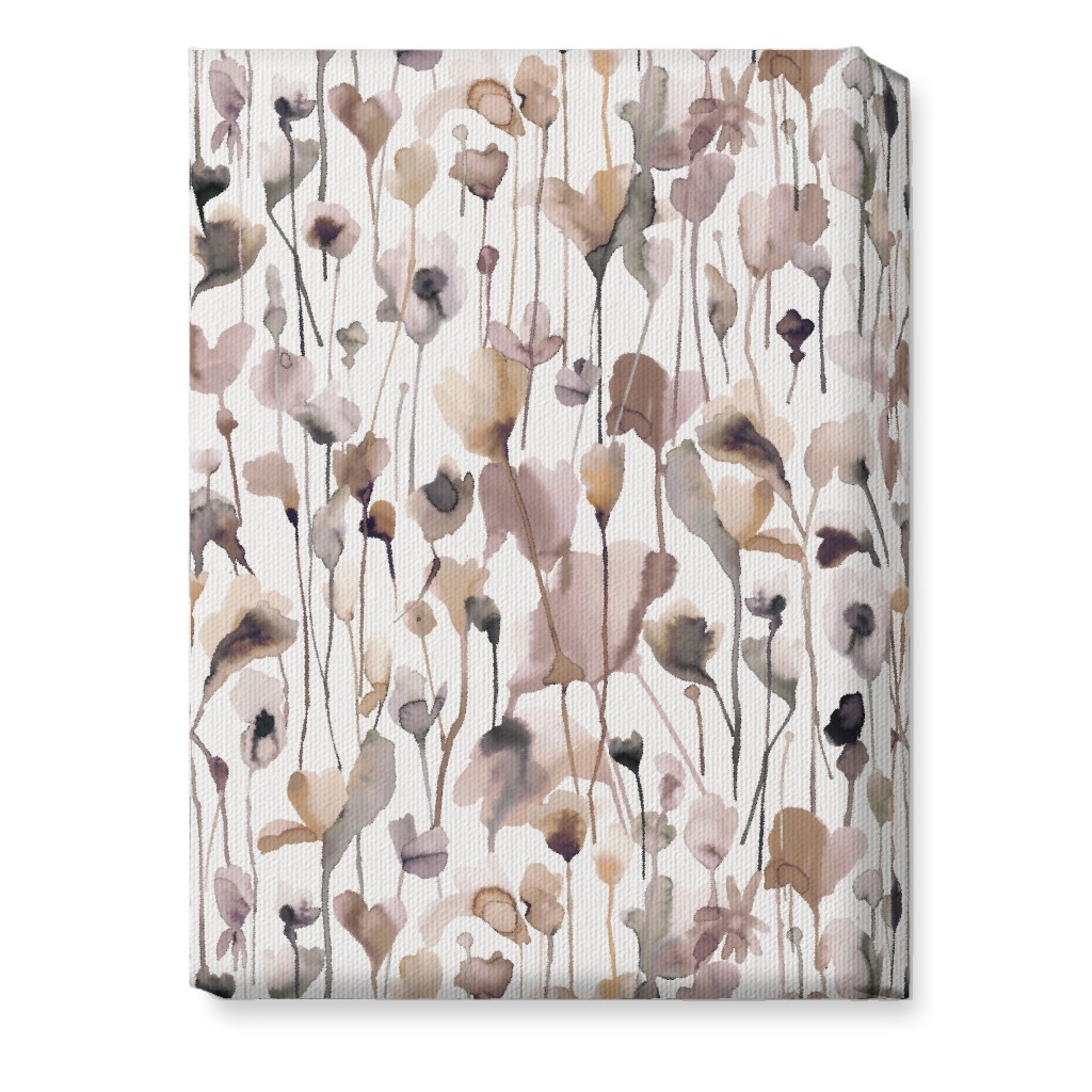 Watercolor Wild Rustic Flowers - Neutral Wall Art, No Frame, Single piece, Canvas, 10x14, Brown