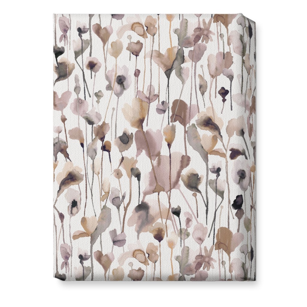 Watercolor Wild Rustic Flowers - Neutral Wall Art, No Frame, Single piece, Canvas, 10x14, Brown, Brown