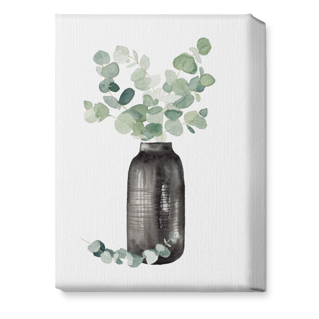 Eucalyptus in a Vase - Green Wall Art, No Frame, Single piece, Canvas, 10x14, Green