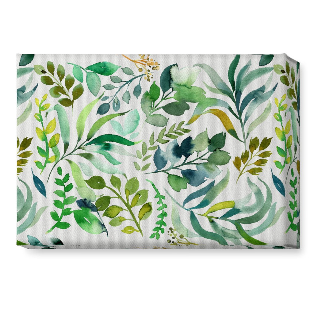 Watercolor Leaves Wall Art, No Frame, Single piece, Canvas, 10x14, Green