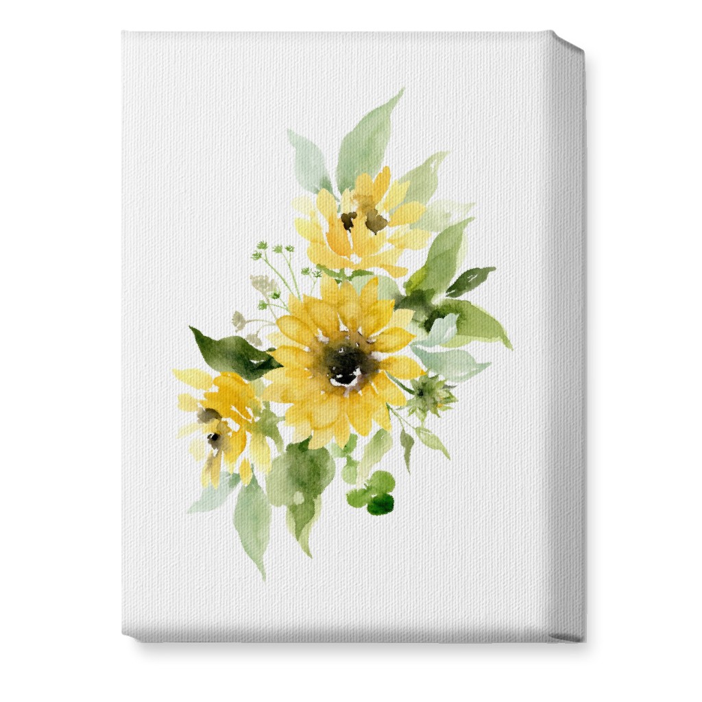 Sunflowers Watercolor - Yellow Wall Art, No Frame, Single piece, Canvas, 10x14, Yellow