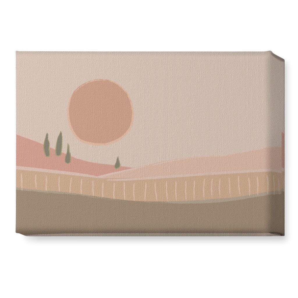 Simple Landscape Wall Art, No Frame, Single piece, Canvas, 10x14, Pink, Sand