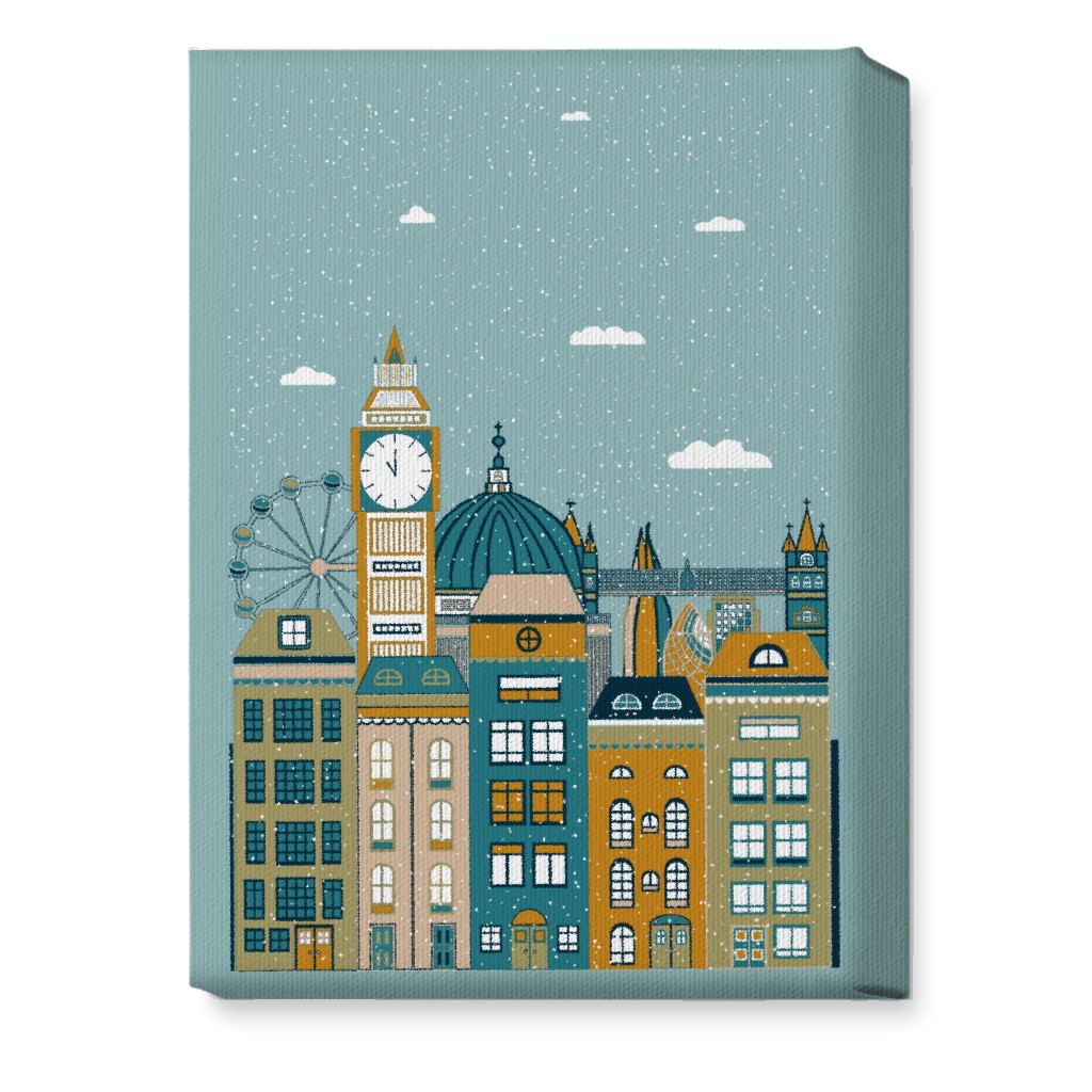 Pretty London Skyline Wall Art, No Frame, Single piece, Canvas, 10x14, Green, Desert Green