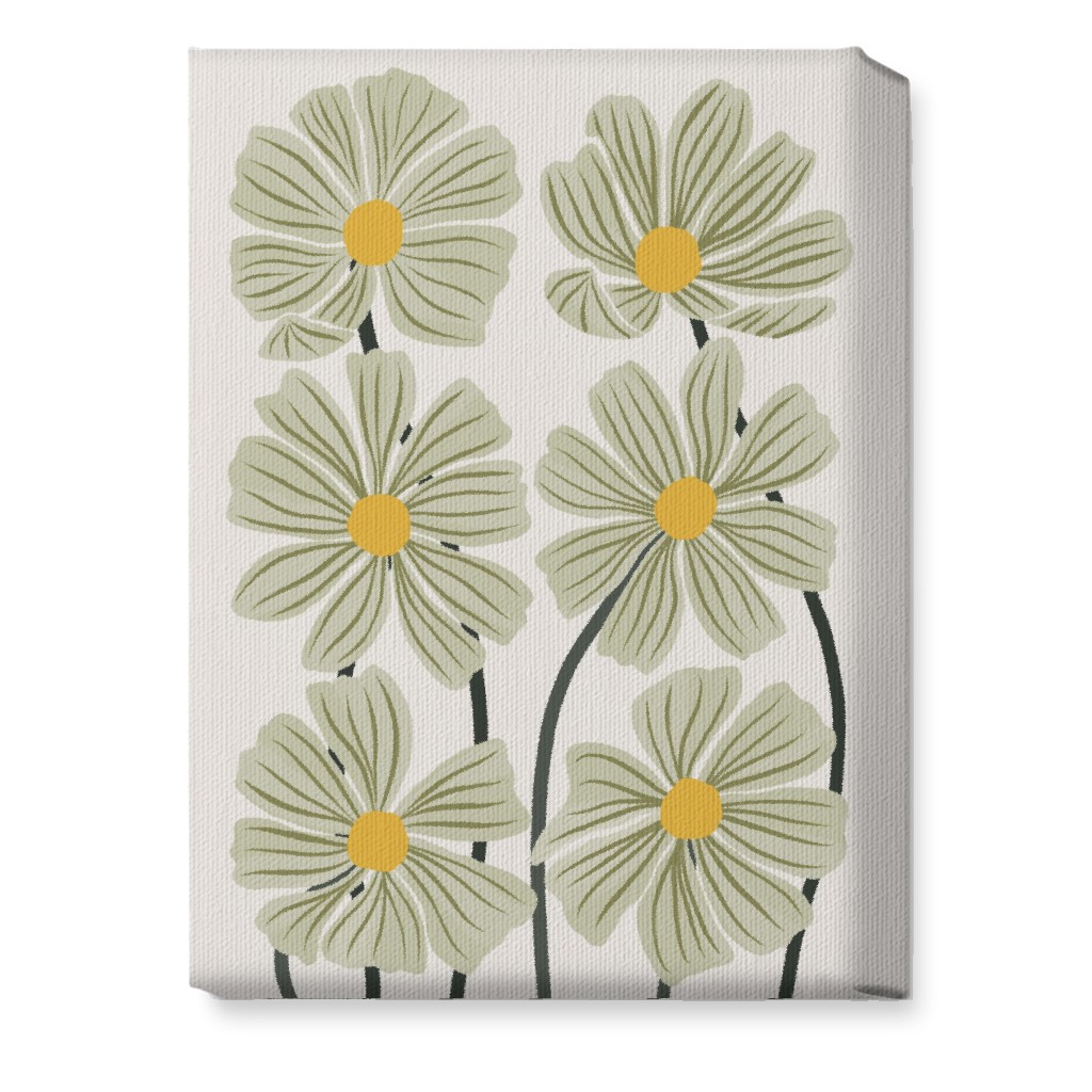 Botanical Cosmos Flowers Wall Art, No Frame, Single piece, Canvas, 10x14, Green, Pear