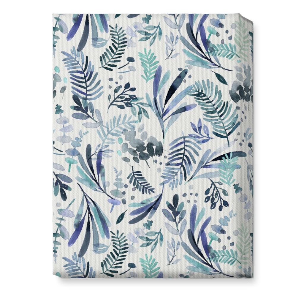 Tuscany Leaves - Blue Wall Art, No Frame, Single piece, Canvas, 10x14, Blue, True Blue