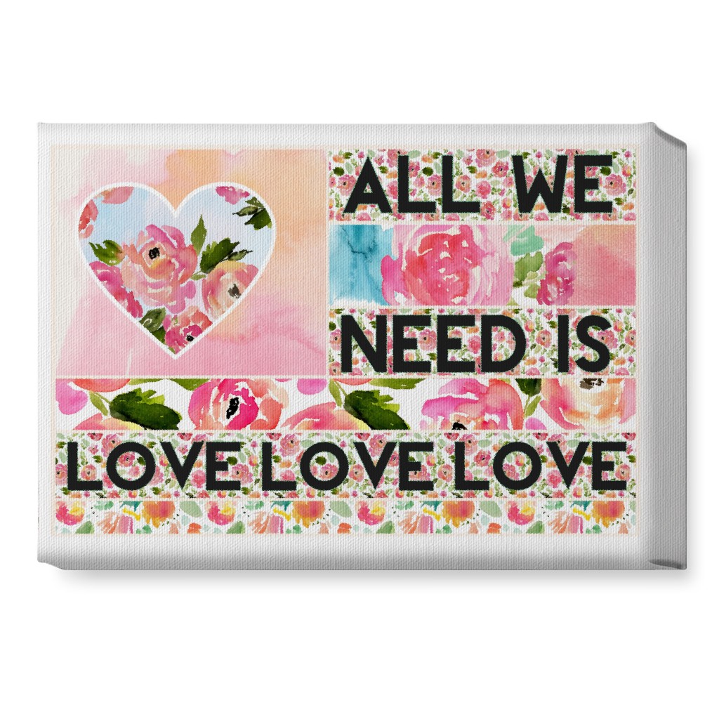 All We Need Is Love - Pink Wall Art, No Frame, Single piece, Canvas, 10x14, Pink, Bright Pink