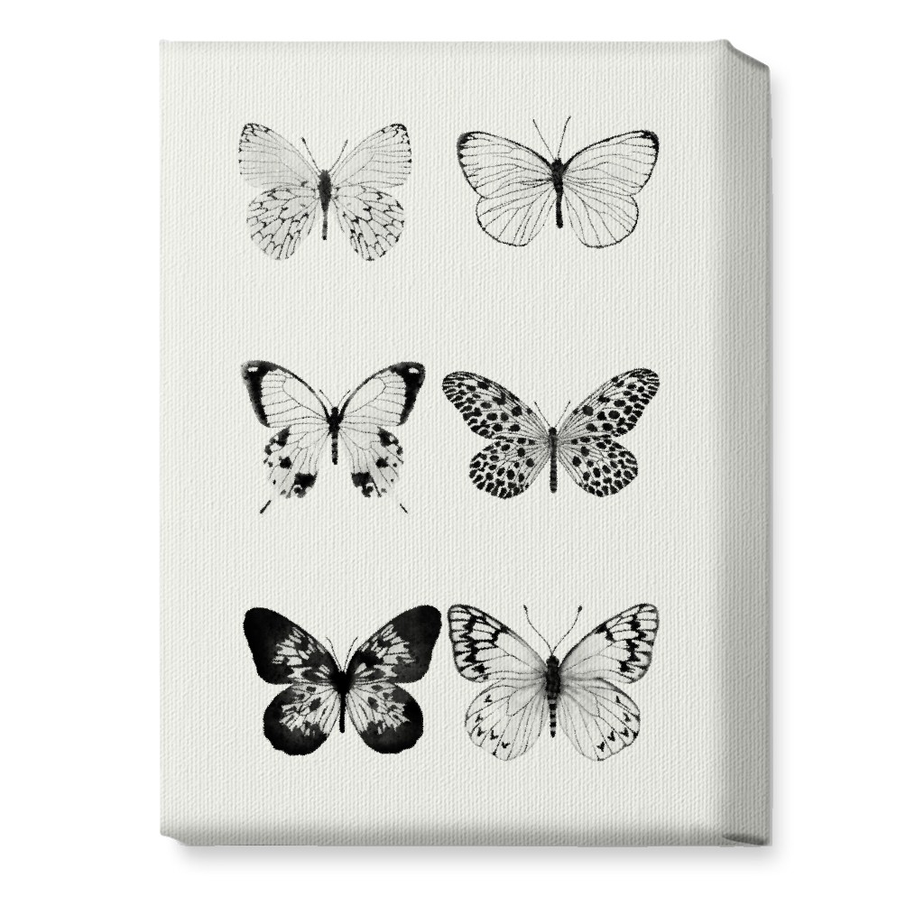 Butterflies Pairs Wall Art, No Frame, Single piece, Canvas, 10x14, Black, Coal