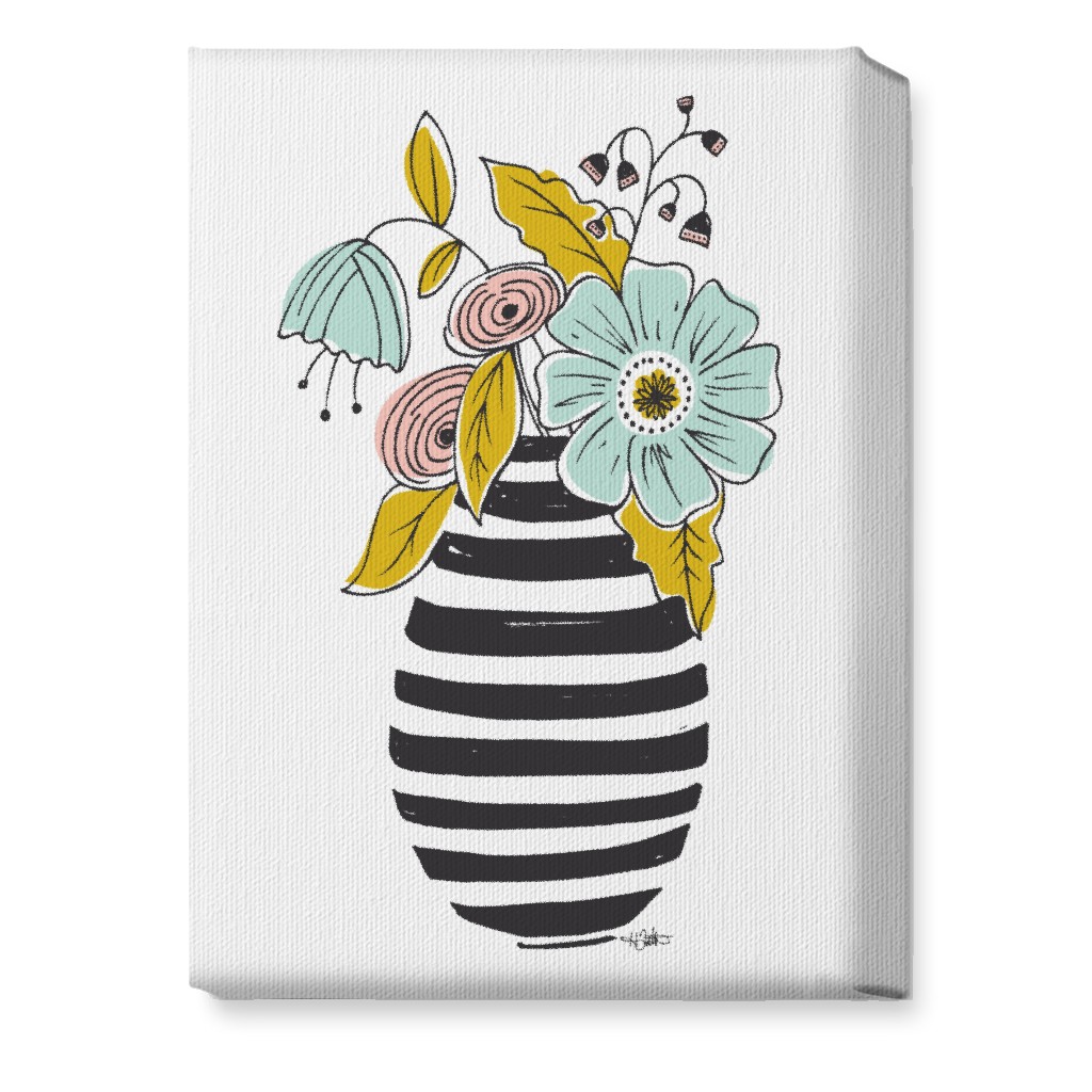 Summer Floral Vase Wall Art, No Frame, Single piece, Canvas, 10x14, Multicolor