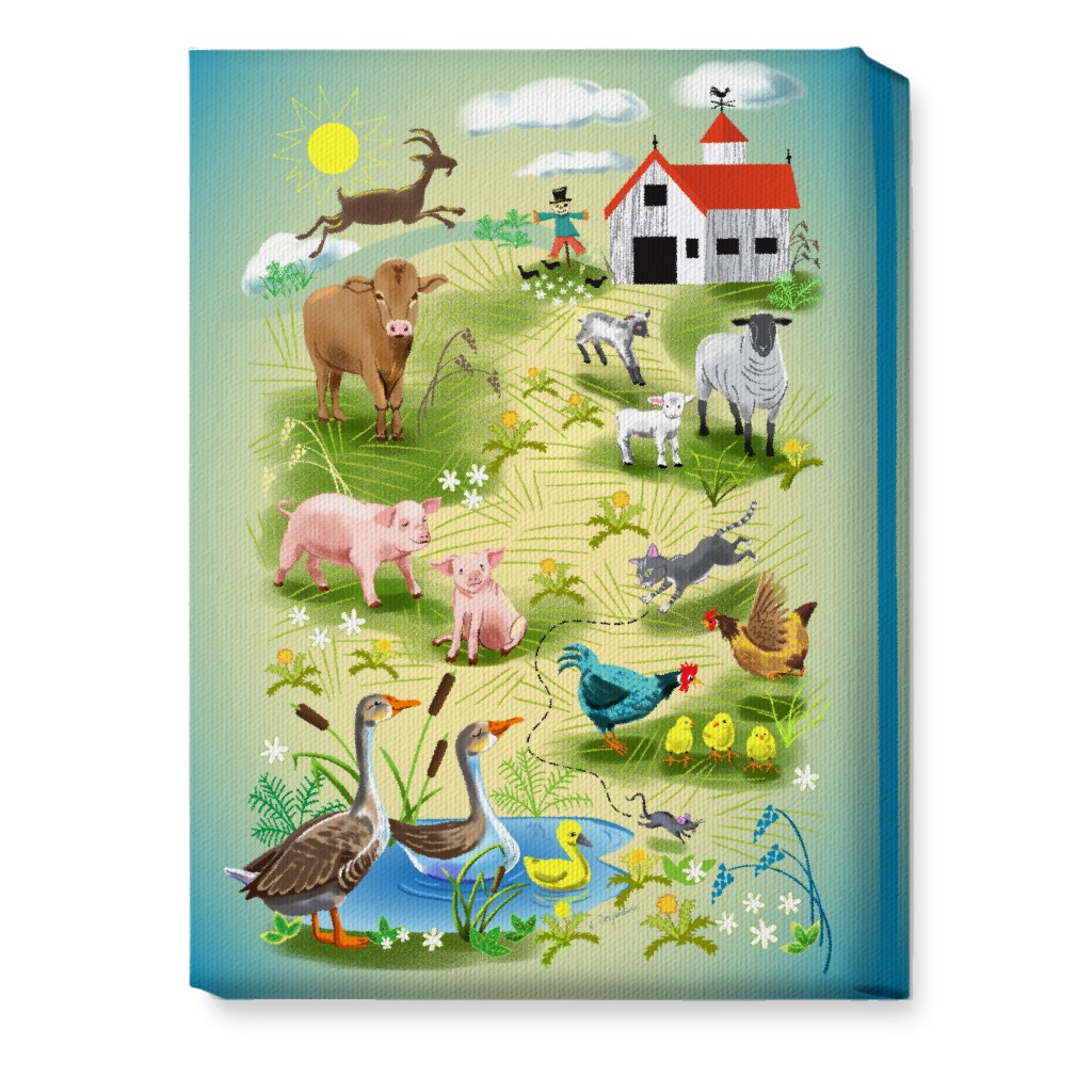 Animals on the Farm - Multi Wall Art, No Frame, Single piece, Canvas, 10x14, Multicolor